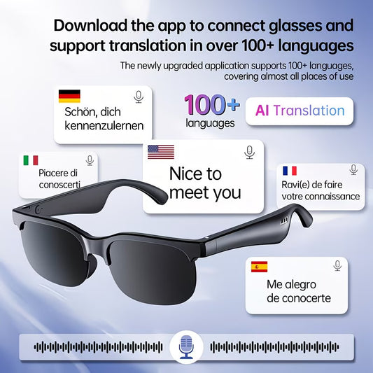 Smart Glasses with AI Assistant & 144-Language Support
